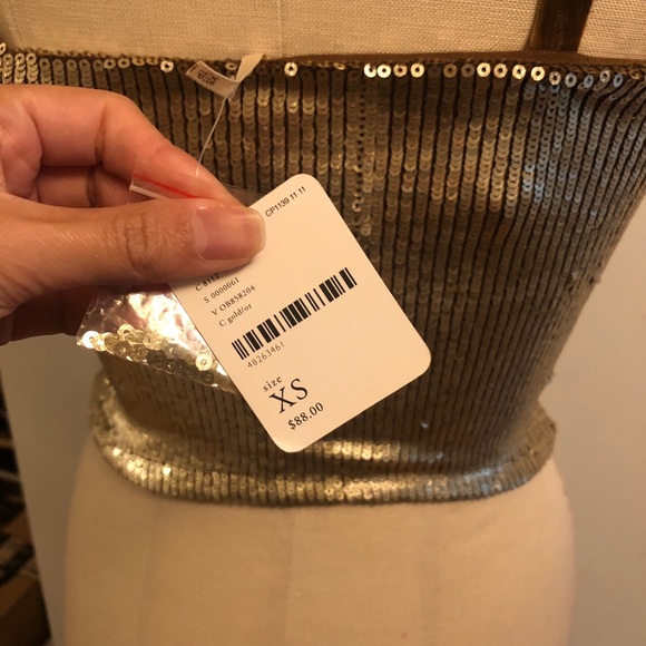 NWT Free People River of Stars Gold Sequin Top - Picture 7 of 7